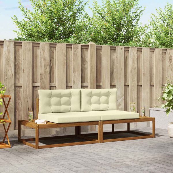 vidaXL Ensemble de canap&eacute;s d'ext&eacute;rieur 2 Pi&egrave;ce Naturel et Cr&egrave;me
