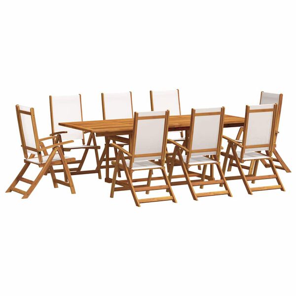 vidaXL Ensemble &agrave; manger de jardin 9pcs bois d'acacia solide textil&egrave;ne