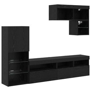 vidaXL Meubles TV muraux 6 pcs Ch&ecirc;ne noir Bois d'ing&eacute;nierie
