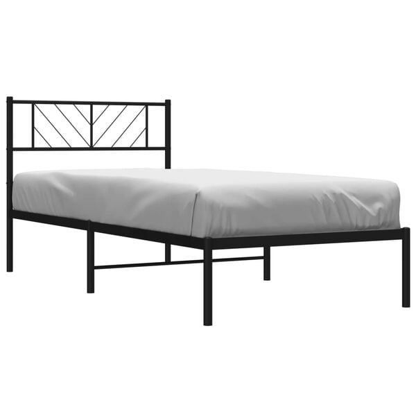 vidaXL Cadre de lit m&eacute;tal sans matelas avec t&ecirc;te de lit noir 90x200 cm
