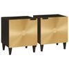 vidaXL Table de chevet 2 pcs Noir et or 40 x 33 x 46 cm