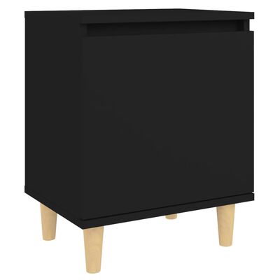 vidaXL Table de chevet avec pieds en bois massif Noir 40x30x50 cm