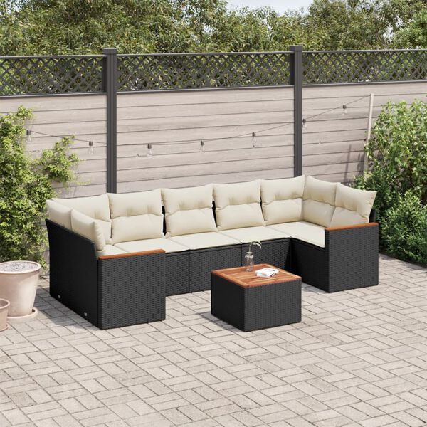 vidaXL Salon de jardin 8 pcs avec coussins noir r&eacute;sine tress&eacute;e