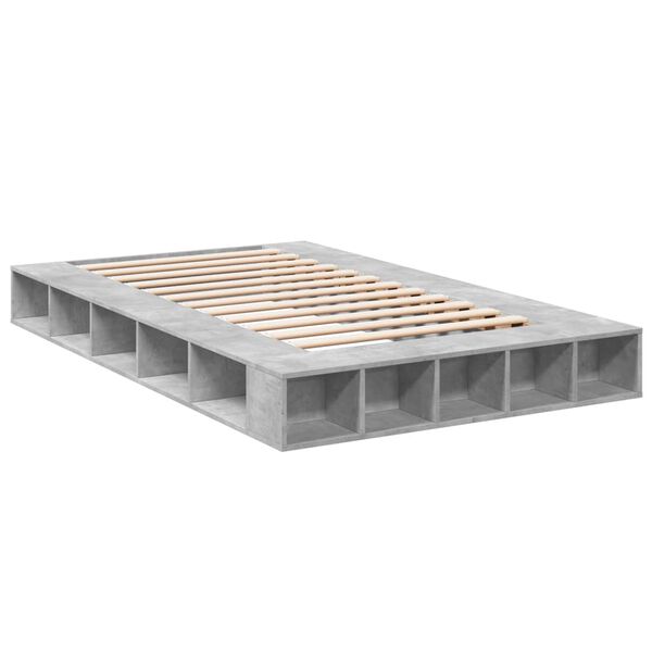 vidaXL Cadre de lit sans matelas gris béton 135x190 cm