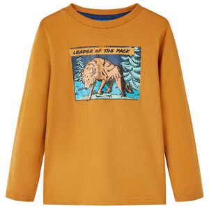 vidaXL T-shirt enfants &agrave; manches longues ocre fonc&eacute; 104