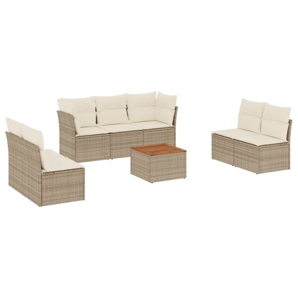 vidaXL Salon de jardin avec coussins 8 pcs beige r&eacute;sine tress&eacute;e