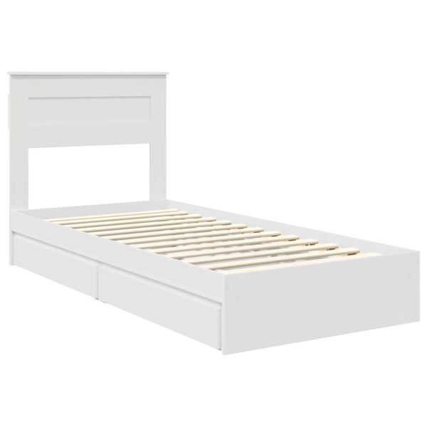 vidaXL Lit de Rangement Blanc 75 x 190 cm Bois d'ing&eacute;nierie