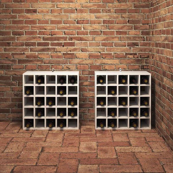 vidaXL &Eacute;tag&egrave;re &agrave; vin 2 pcs Blanc 56 x 25 x 56 cm Pin massif