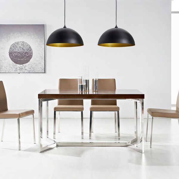 vidaXL Plafonniers 2 pcs Hauteur r&eacute;glable Semi-sph&eacute;rique Noir