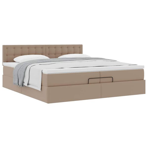 VidaXL Cadre de lit ottoman et matelas cappuccino 200x200cm similicuir