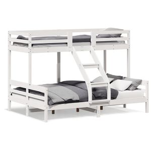 vidaXL Lit superpos&eacute; sans matelas 90x200/140x200 cm blanc bois massif