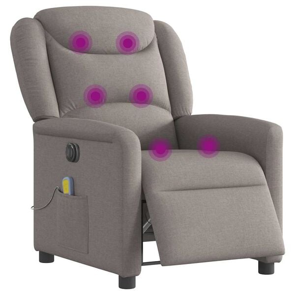 vidaXL Fauteuil de massage inclinable électrique Taupe Tissu