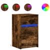 vidaXL Armoire de chevet et lumi&egrave;res LED ch&ecirc;ne fum&eacute; bois d'ing&eacute;nierie