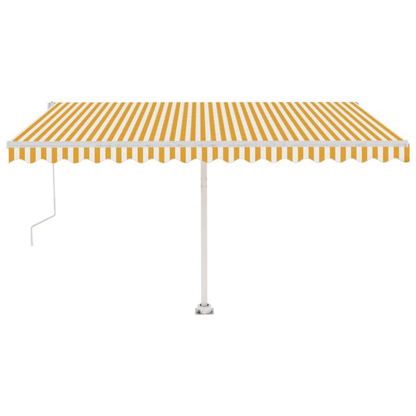 vidaXL Auvent automatique capteur de vent LED 450x350cm Jaune et blanc