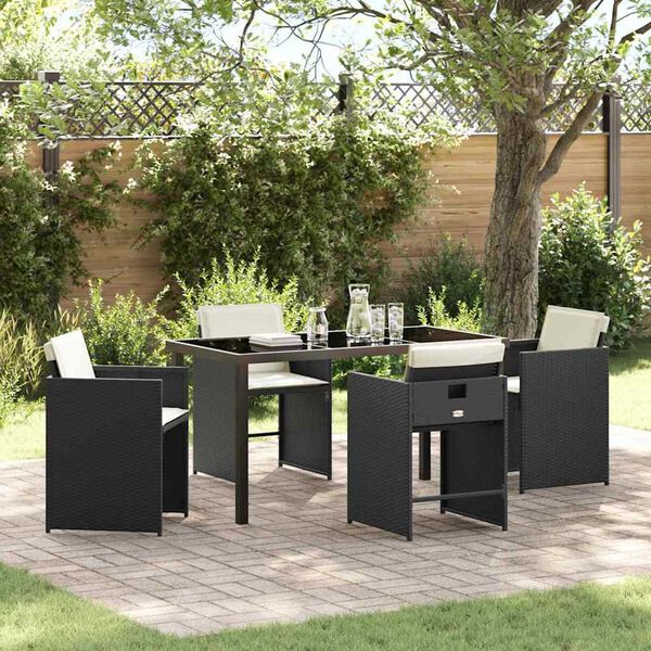 vidaXL Ensemble de salle &agrave; manger pour jardin 5 pcs Noir polyrotin