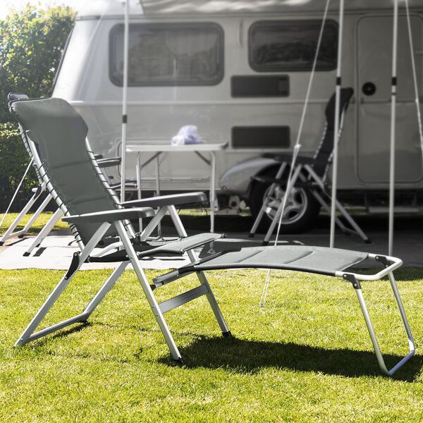 Campart Travel Chaises de camping lot de 2 Novara Gris 68x43,5x120 cm