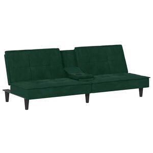 vidaXL Canap&eacute;-lit avec porte-gobelets vert fonc&eacute; velours