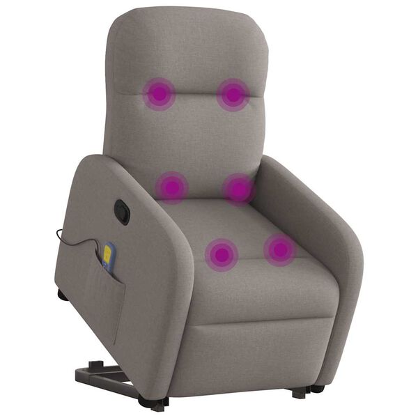 vidaXL Fauteuil inclinable de massage Taupe Tissu