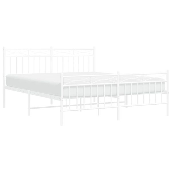 vidaXL Cadre de lit métal sans matelas et pied de lit blanc 150x200 cm