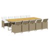 vidaXL Ensemble &agrave; manger de jardin coussins 11pcs R&eacute;sine tress&eacute;e Beige
