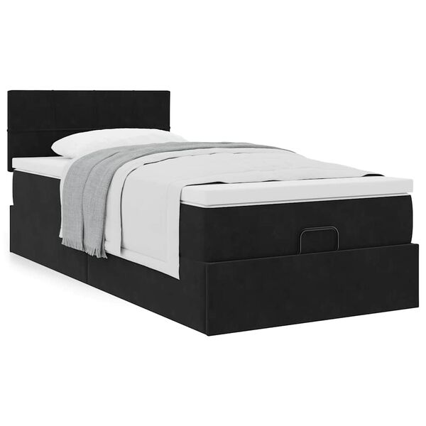 vidaXL Cadre de lit ottoman avec matelas noir 80x200 cm velours