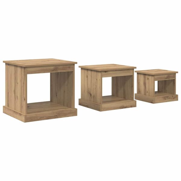 vidaXL Table basse 3 pcs Ch&ecirc;ne artisanal Bois d'ing&eacute;nierie