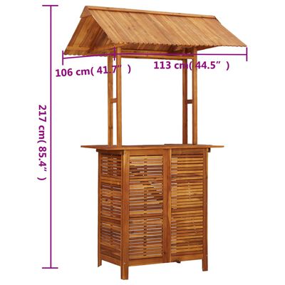 vidaXL Table de bar d'extérieur avec toit 113x106x217 cm Bois d'acacia