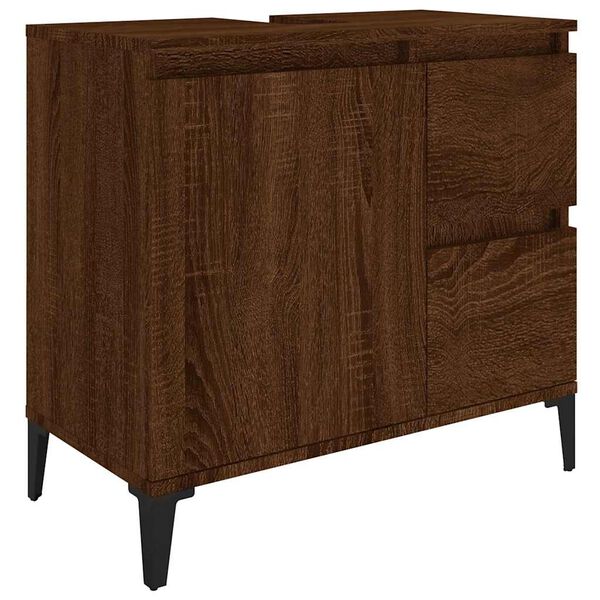 vidaXL Armoire de bain ch&ecirc;ne marron 65x33x60 cm bois d'ing&eacute;nierie