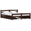 vidaXL Cadre de lit avec 4 tiroirs Marron fonc&eacute; Bois de pin 160x200 cm