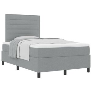 vidaXL Lit &agrave; ressorts avec matelas Gris clair 120 x 190 cm tissu