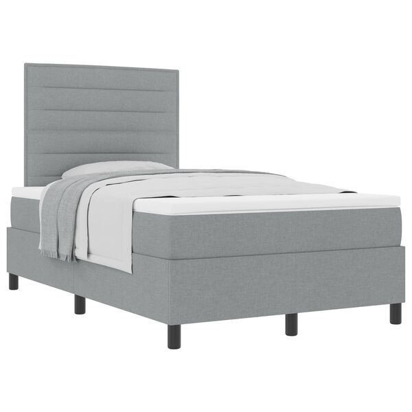 vidaXL Lit &agrave; ressorts avec matelas Gris clair 120 x 190 cm tissu
