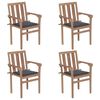 vidaXL Chaises de jardin empilables avec coussins lot de 4 Teck solide