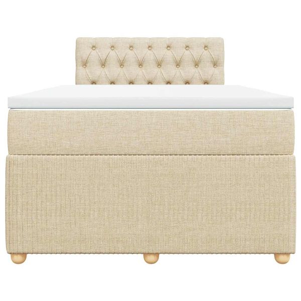 vidaXL Sommier &agrave; lattes de lit avec matelas Cr&egrave;me 120x200 cm Tissu