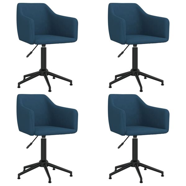 vidaXL Chaises pivotantes &agrave; manger lot de 4 Bleu Velours