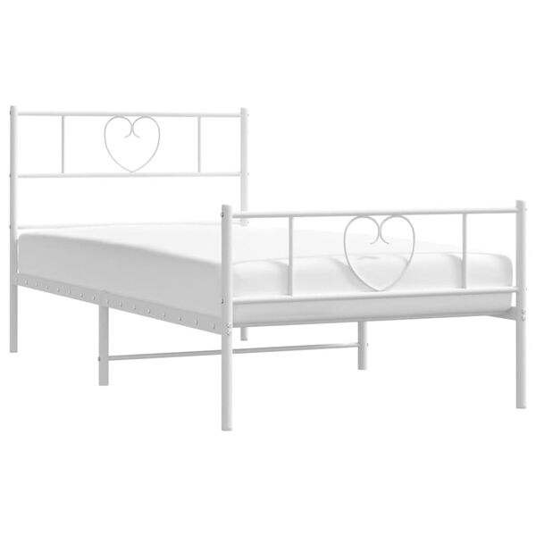 vidaXL Cadre de lit métal sans matelas avec pied de lit blanc 90x190cm