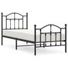 vidaXL Cadre de lit m&eacute;tal sans matelas avec pied de lit noir 90x190 cm