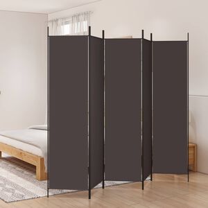 vidaXL Cloison de s&eacute;paration 5 panneaux Marron 250x200 cm Tissu