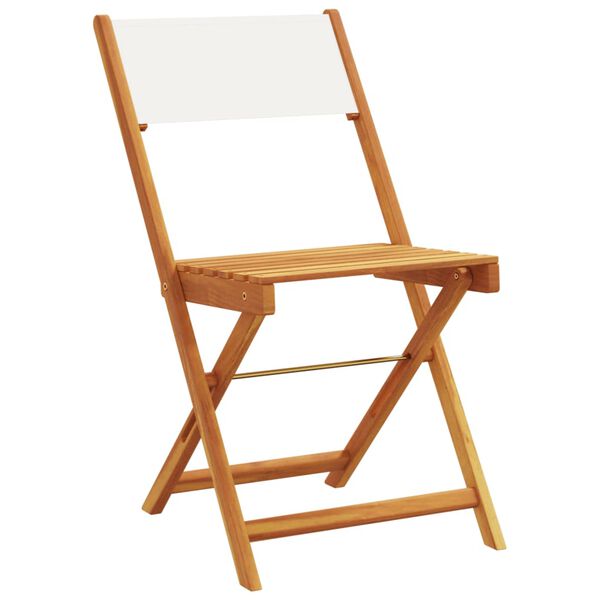 vidaXL Ensemble de bistro 3 pcs blanc cr&egrave;me tissu et bois massif