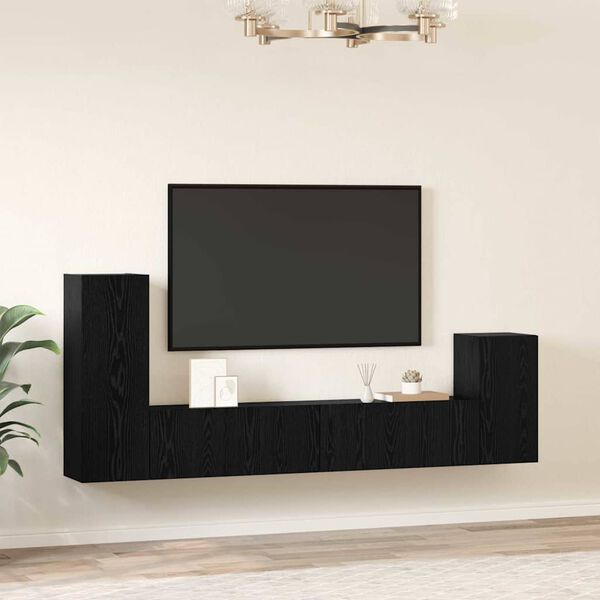 vidaXL Meuble TV mural 3 pcs Ch&ecirc;ne noir Bois d'ing&eacute;nierie
