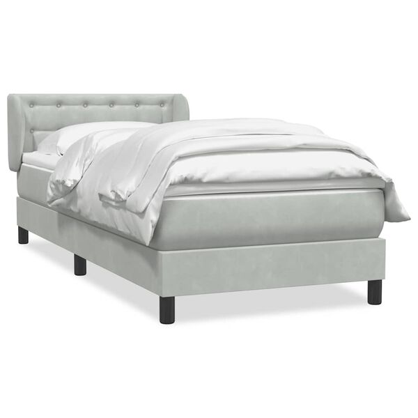 vidaXL Sommier &agrave; lattes de lit et matelas gris clair 90x220 cm velours