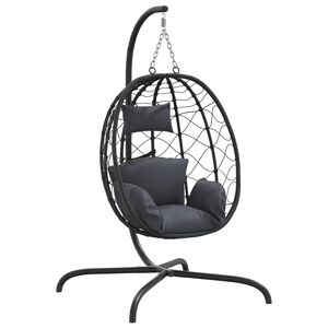 vidaXL Fauteuil suspendu avec coussin en polyrotin et acier anthracite
