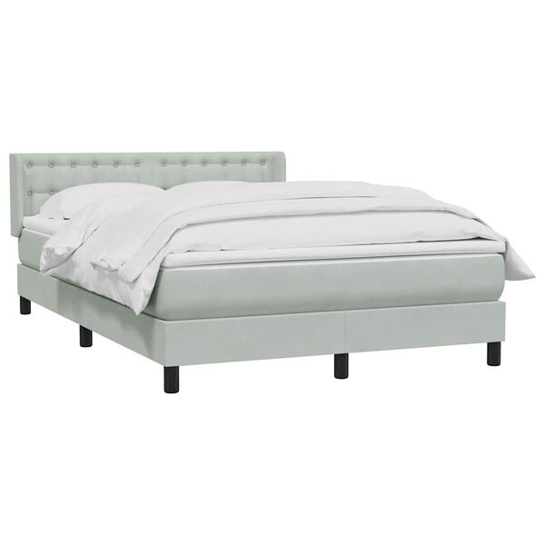 vidaXL Sommier &agrave; lattes de lit et matelas gris clair 140x210cm velours