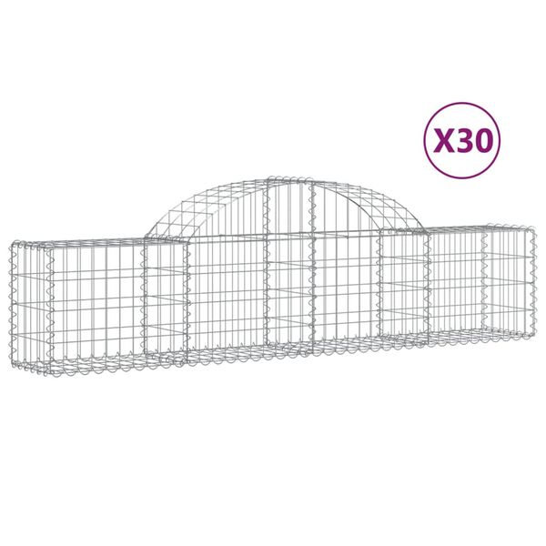 vidaXL Paniers à gabions arqués 30 pcs 200x30x40/60 cm Fer galvanisé