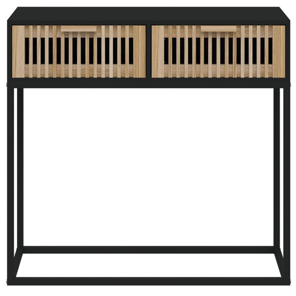 vidaXL Table console noir 80x30x75 cm bois d'ingénierie et fer