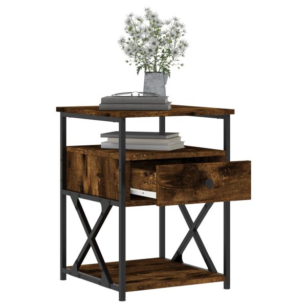 vidaXL Tables de chevet 2 pcs ch&ecirc;ne fum&eacute; 40x42x55 cm bois d'ing&eacute;nierie