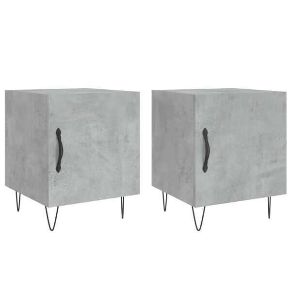 vidaXL Tables de chevet 2 pcs gris b&eacute;ton 40x40x50 cm bois d&rsquo;ing&eacute;nierie