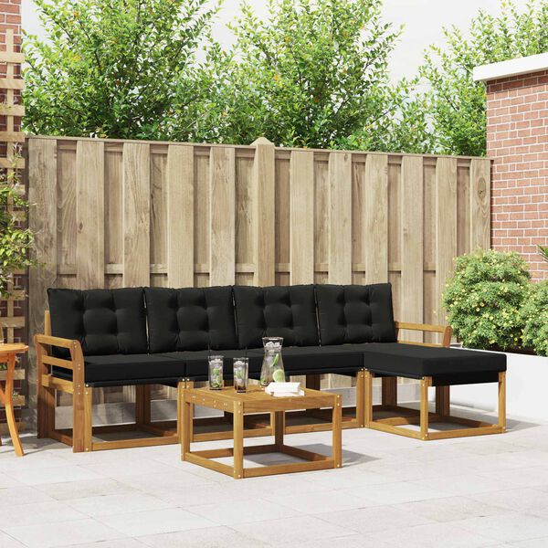 vidaXL Ensemble de canap&eacute;s d'ext&eacute;rieur 6 pcs Naturel et Noir