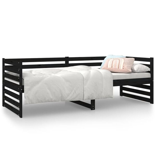 vidaXL Lit de jour sans matelas noir 80x200 cm bois de pin massif