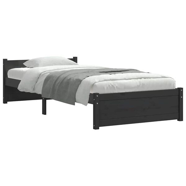 vidaXL Cadre de lit sans matelas noir bois massif 90x200 cm