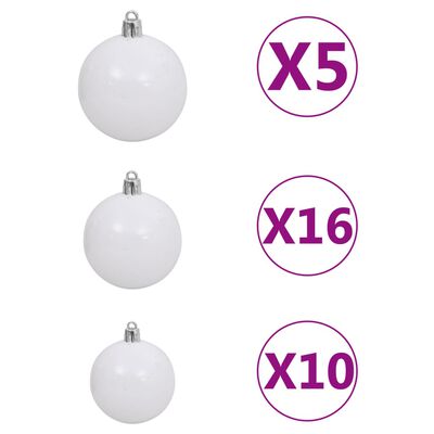 vidaXL Arbre de Noël artificiel pré-éclairé et boules blanc 240 cm